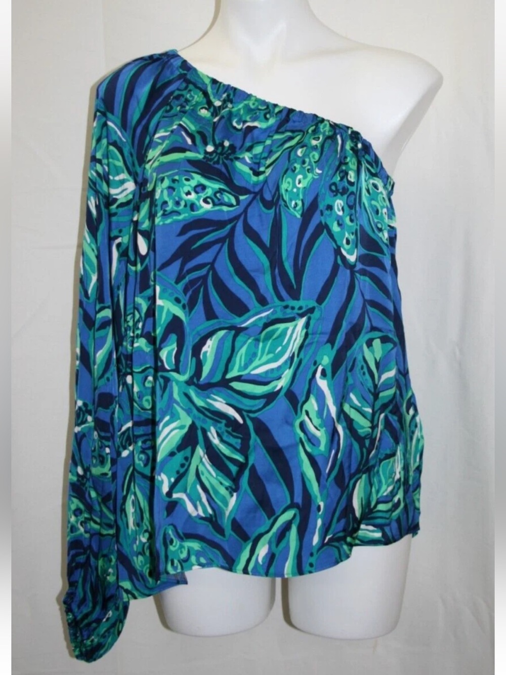 Lilly Pulitzer Adorlee One Shoulder Top Indigo Breeze Shady Gators XL
